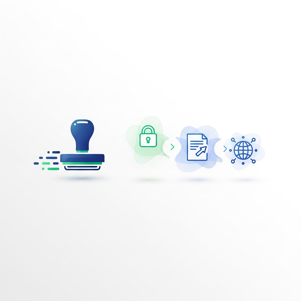 Dijital Damga ile güvenli belge imzalama konsepti